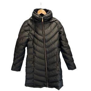 CALVIN KLEIN Women Puffer Parka M Brown Duck Down Removable Hood Winter Coat